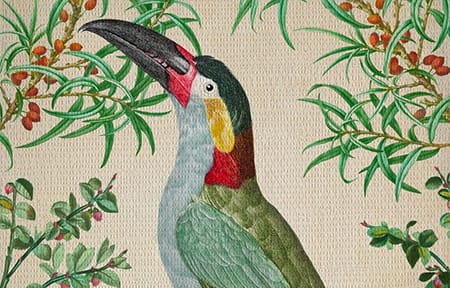 Closeup of deeply textured vintage wallpaper